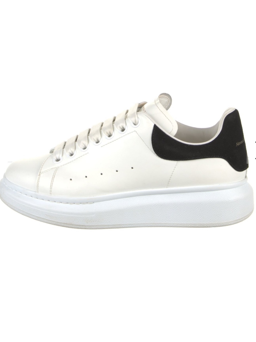 Alexander McQueen White Leather Sneakers with Black Heel Accent - Women